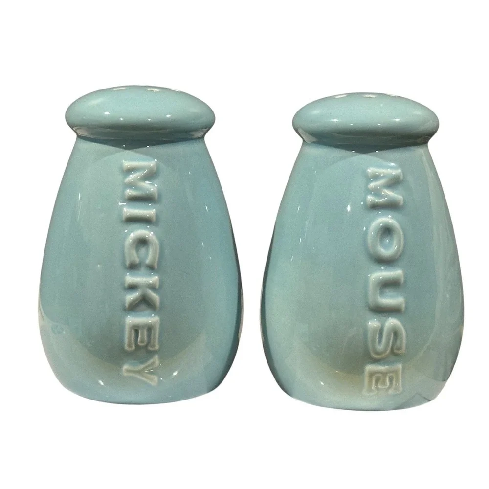 Disney Mickey Mouse Light Blue Salt Pepper Shakers M.Mouse Dinnerware Collection